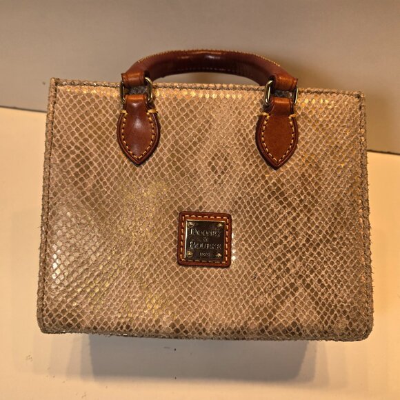 Dooney Bourke Janine python print Leather Mini Tote Satchel Crossbody Bag - Picture 14 of 16